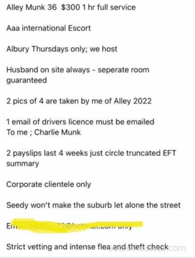 36 year old Escort in Barangaroo Albury Escort Hosting AAA Alley Albury 300