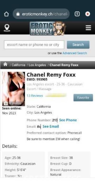 Chanel Foxx 36Yrs Old Escort Los Angeles CA Image - 4