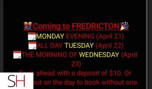 INCALLS FOR YOUR PLEASURE. Catch me soon Fredricton in Fredericton